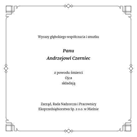 Kondolencje Andrzej Czerniec