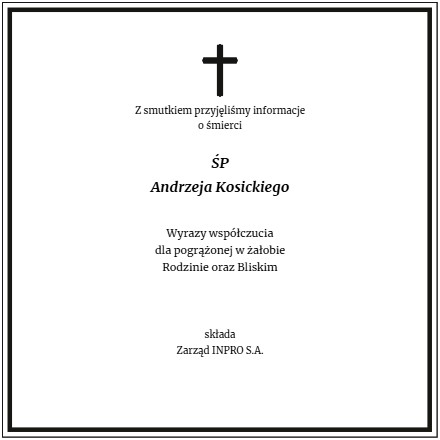 Kondolencje - Andrzej Kosicki