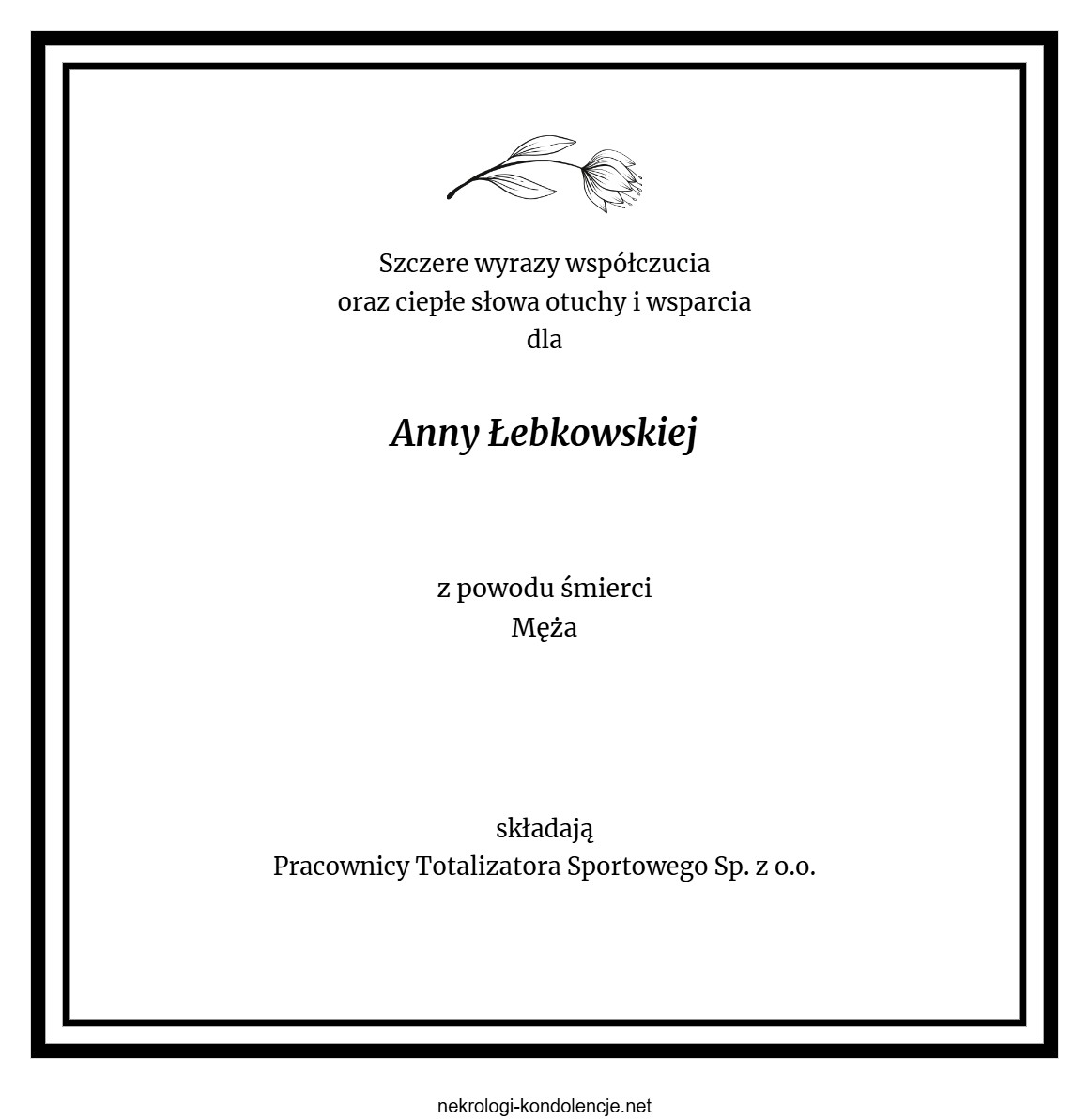 Kondolencje - Anna Łebkowska
