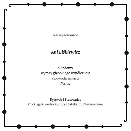 Kondolencje - Anna Liśkiewicz