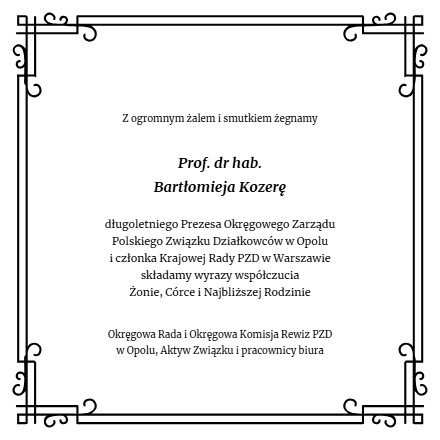 Kondolencje Bartłomiej Kozera
