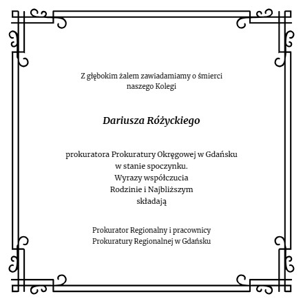 Kondolencje - Dariusz Różycki