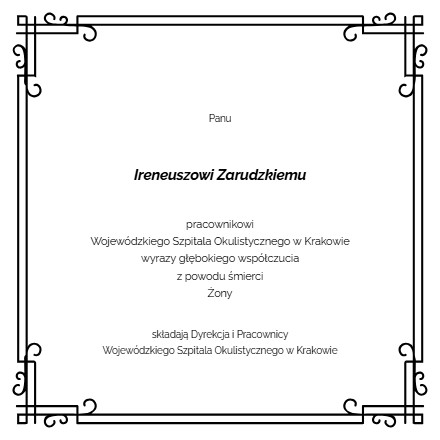 Kondolencje - Ireneusz Zarudzki