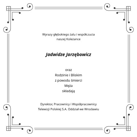 Kondolencje Jadwiga Jarzębowicz
