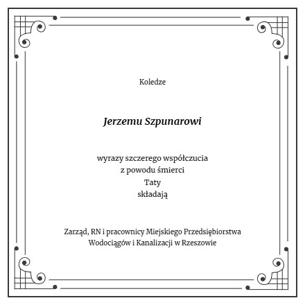 Kondolencje Jerzy Szpunar