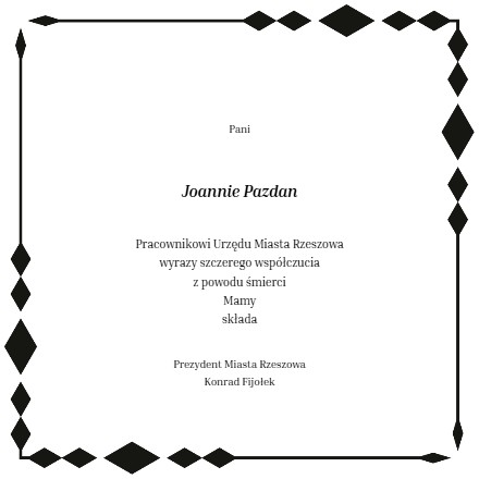 Kondolencje - Joanna Pazdan