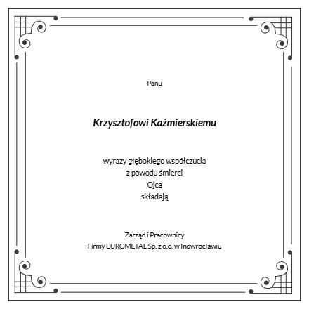 Kondolencje - Krzysztof Kaźmierski