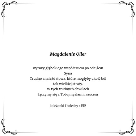 Kondolencje - Magdalena Oller