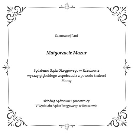 Kondolencje - Małgorzata Mazur