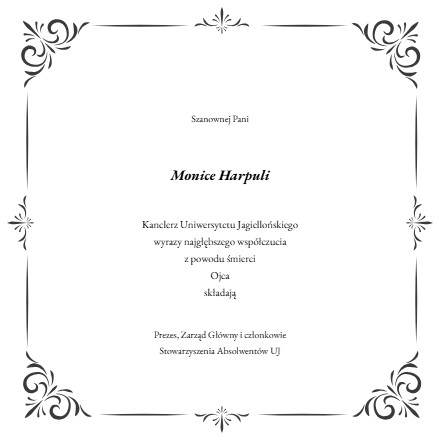 Kondolencje - Monika Harpula