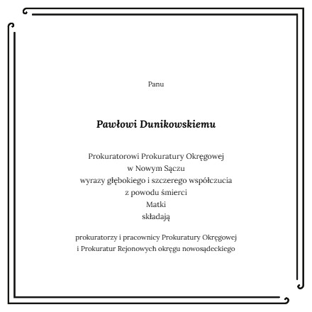 Kondolencje Paweł Dunikowski