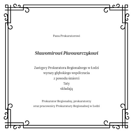 Kondolencje - Sławomir Piwowarczyk