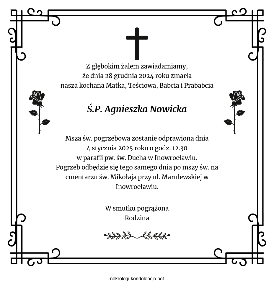 Nekrolog - Agnieszka Nowicka Nekrolog - Agnieszka Nowicka