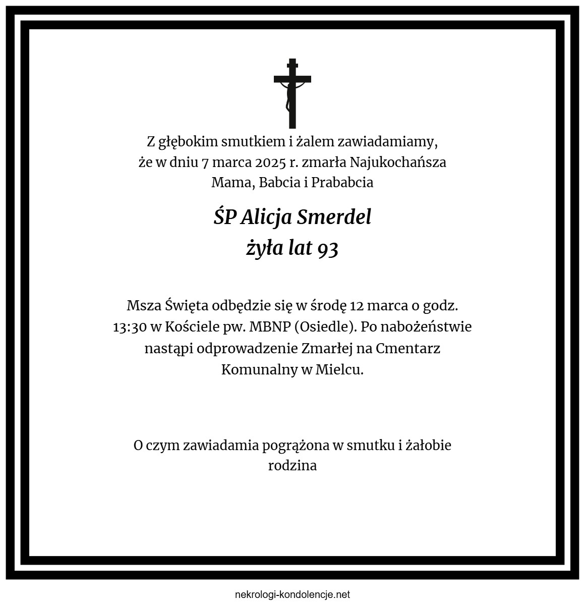 Nekrolog - Alicja Smerdel Nekrolog - Alicja Smerdel