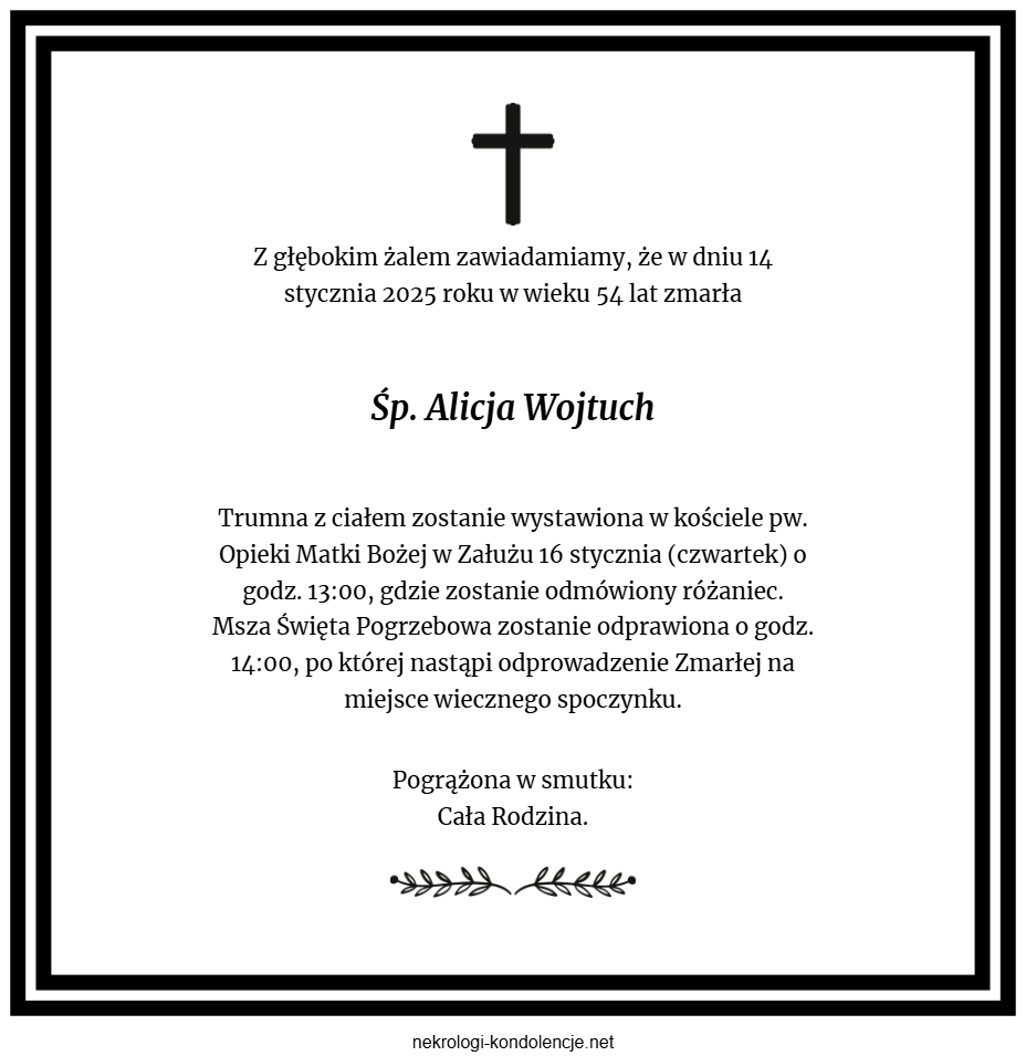 Nekrolog - Alicja Wojtuch Nekrolog - Alicja Wojtuch