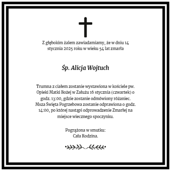 Nekrolog - Alicja Wojtuch