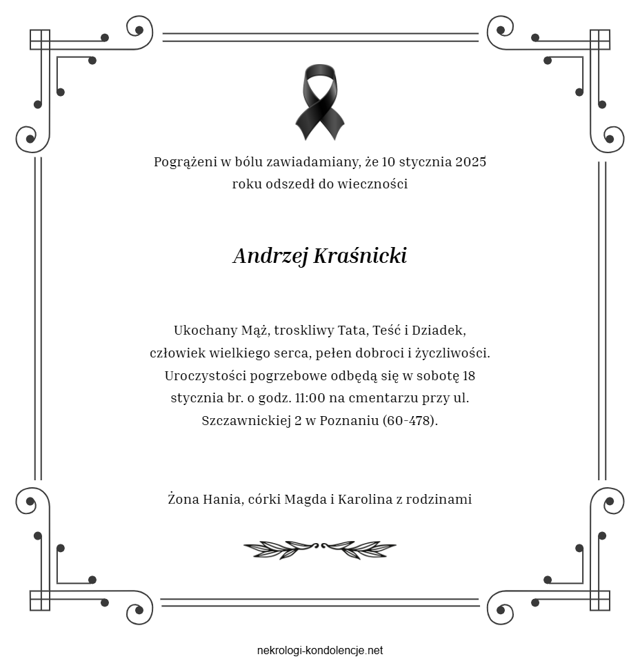 Nekrolog - Andrzej Kraśnicki Nekrolog - Andrzej Kraśnicki
