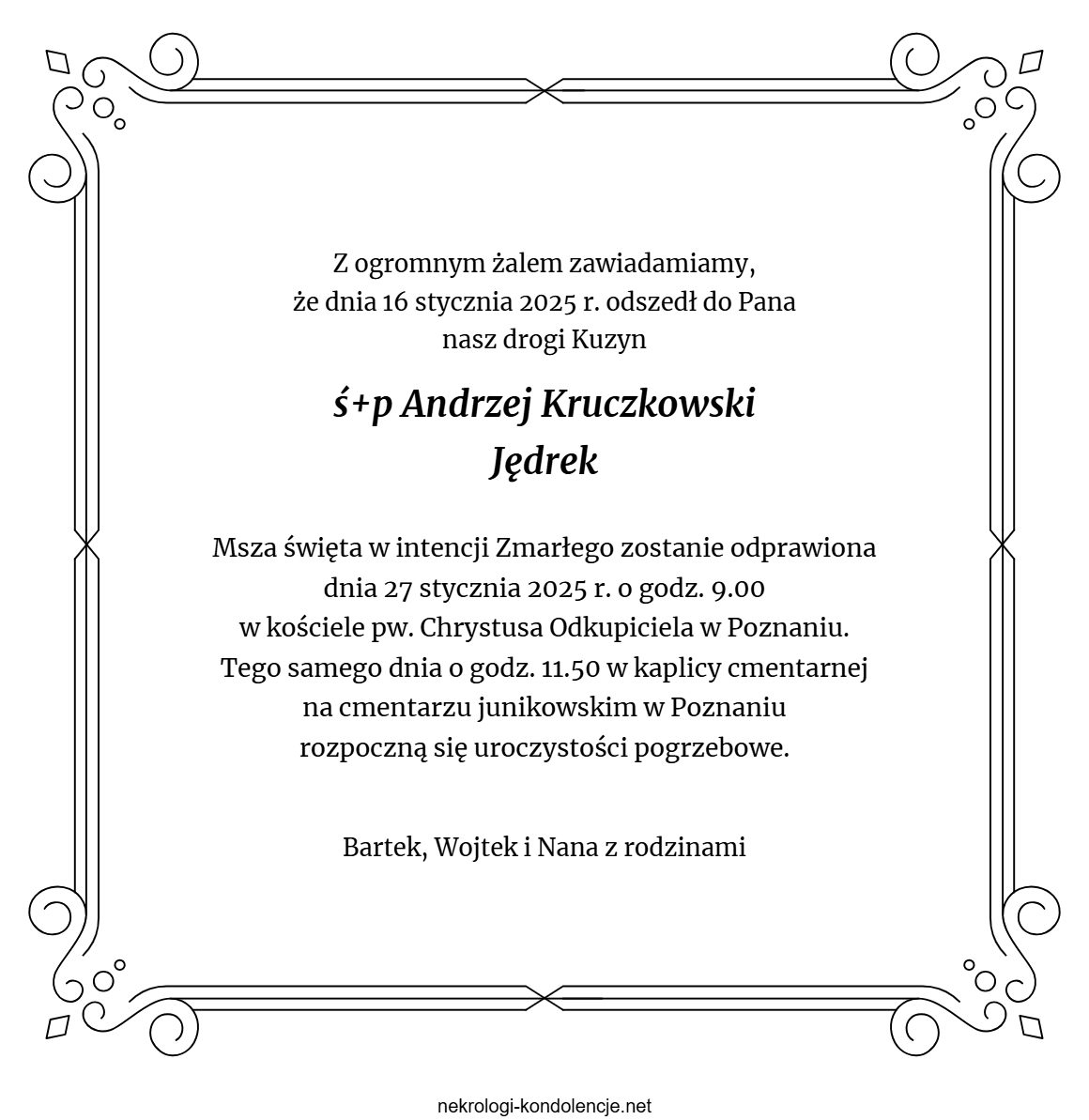 Nekrolog - Andrzej Kruczkowski Nekrolog - Andrzej Kruczkowski