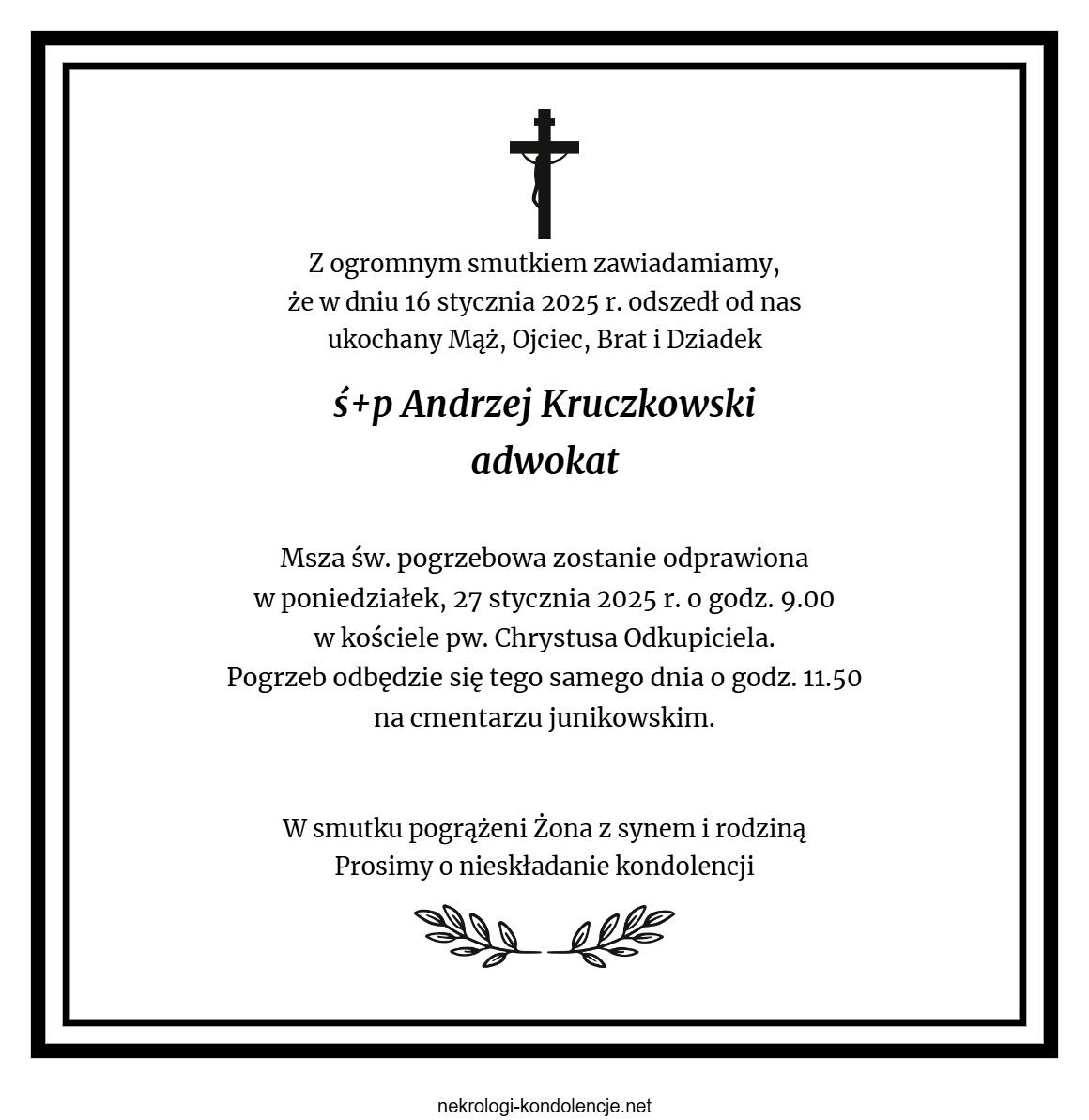Nekrolog - Andrzej Kruczkowski Nekrolog - Andrzej Kruczkowski