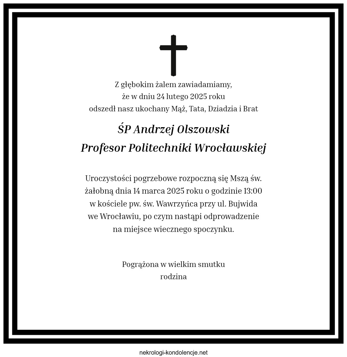 Nekrolog - Andrzej Olszowski Nekrolog - Andrzej Olszowski