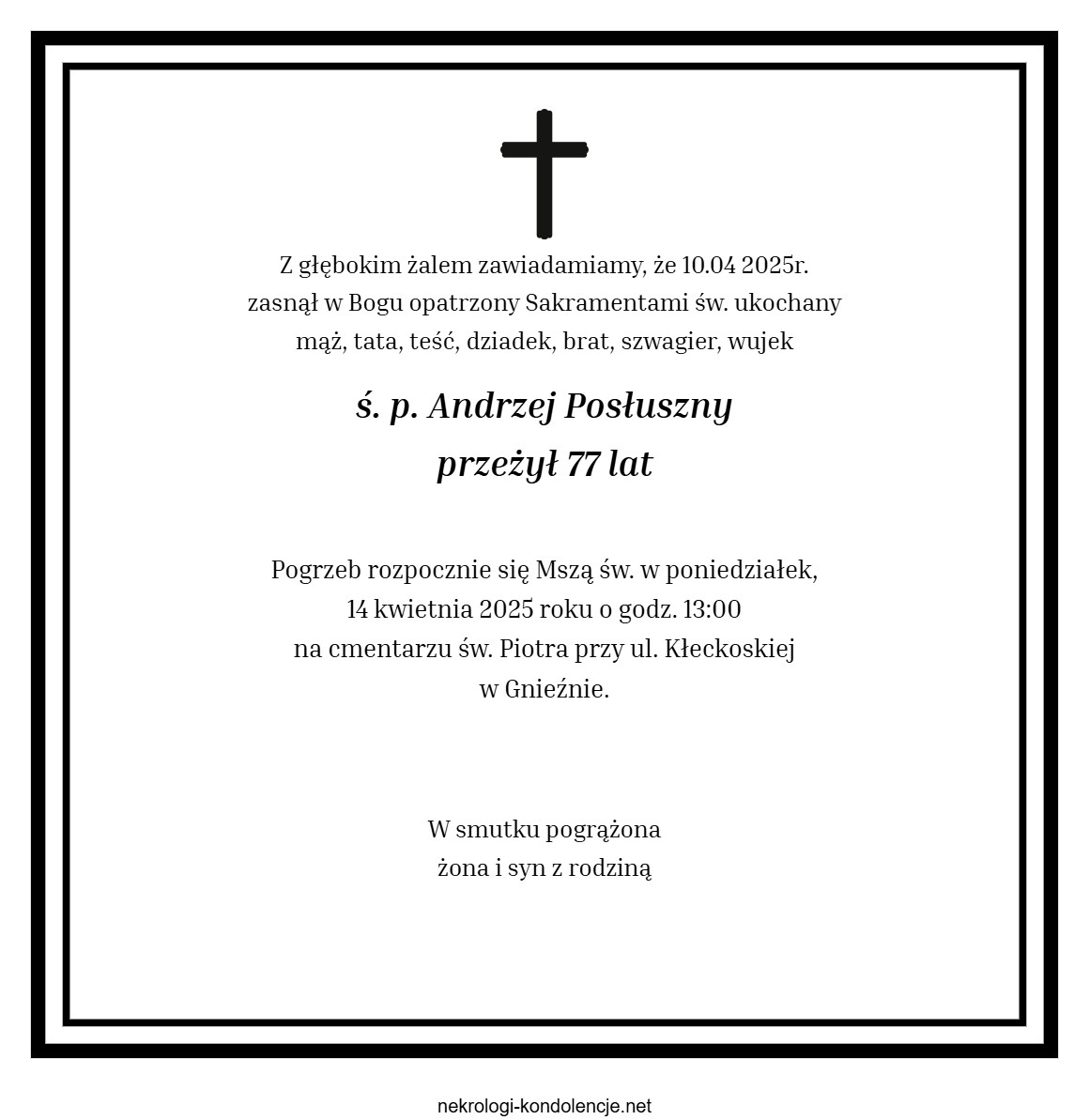 Nekrolog - Andrzej Posłuszny Nekrolog - Andrzej Posłuszny