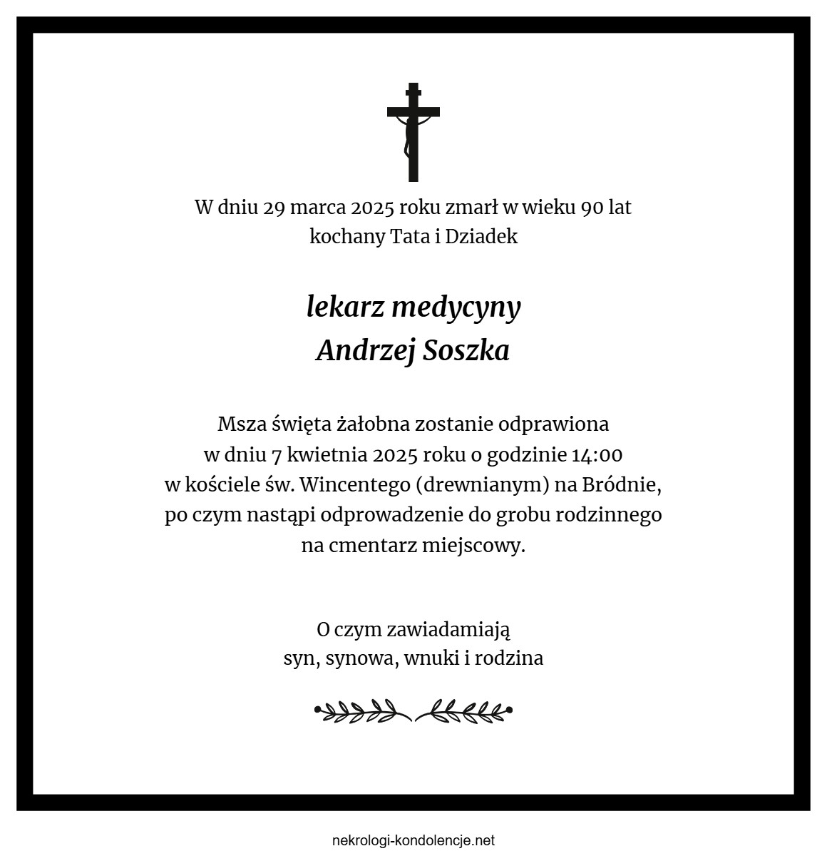 Nekrolog - Andrzej Soszka