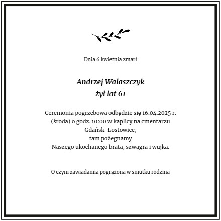 Nekrolog - Andrzej Walaszczyk