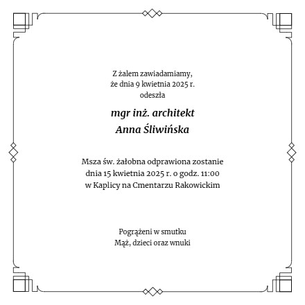 Nekrolog - Anna Śliwińska