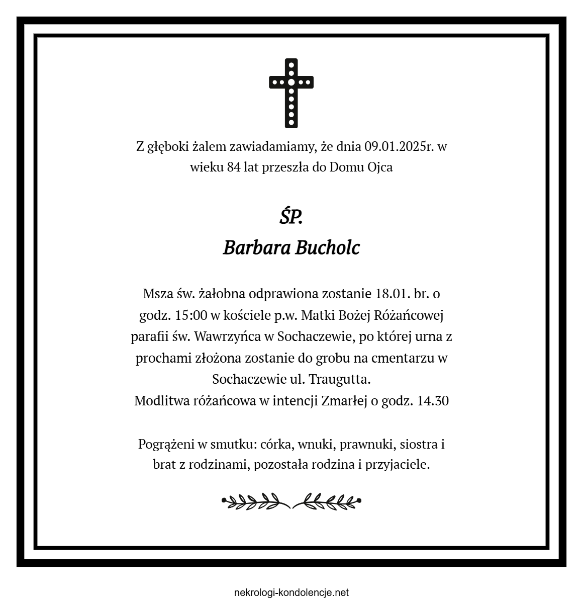 Nekrolog - Barbara Bucholc Nekrolog - Barbara Bucholc