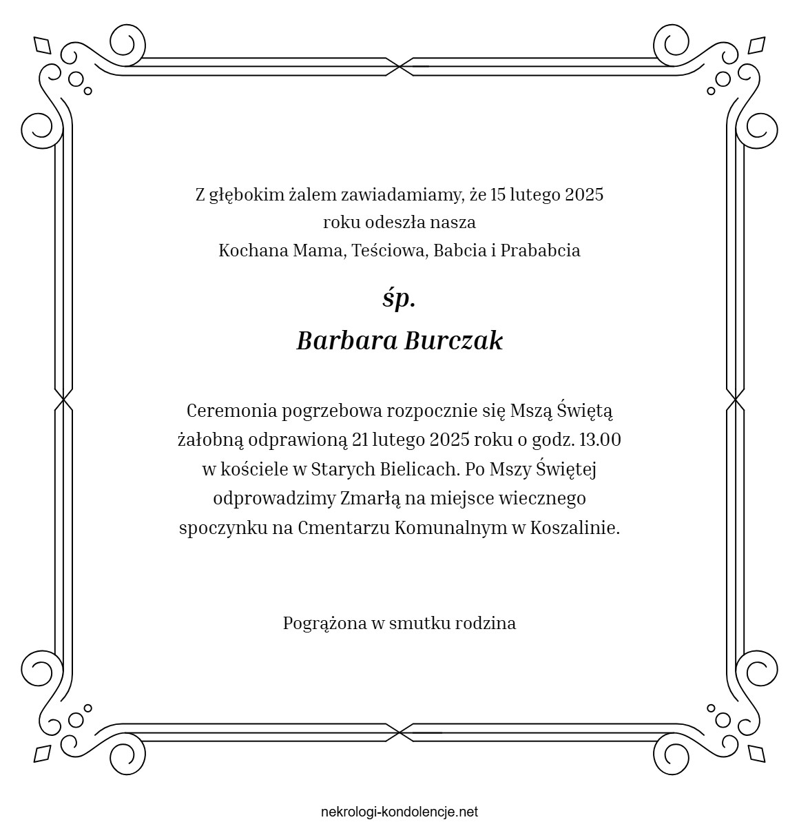 Nekrolog - Barbara Burczak Nekrolog - Barbara Burczak