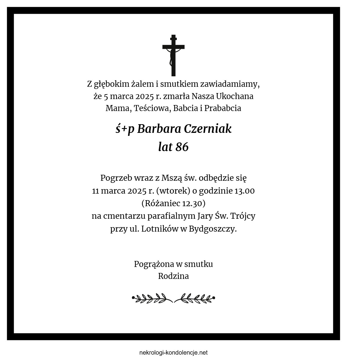 Nekrolog - Barbara Czerniak Nekrolog - Barbara Czerniak