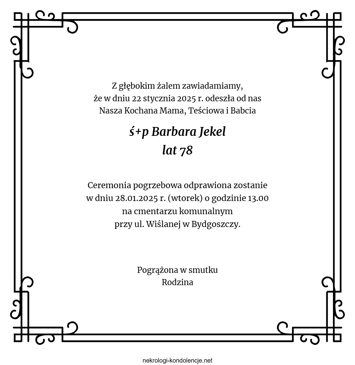 Nekrolog - Barbara Jekel Nekrolog - Barbara Jekel