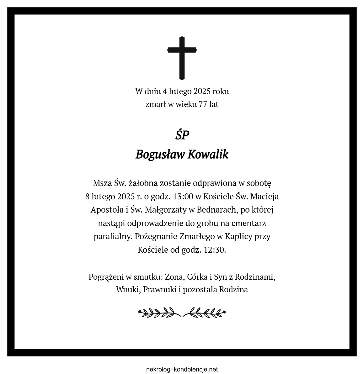Nekrolog - Bogusław Kowalik Nekrolog - Bogusław Kowalik