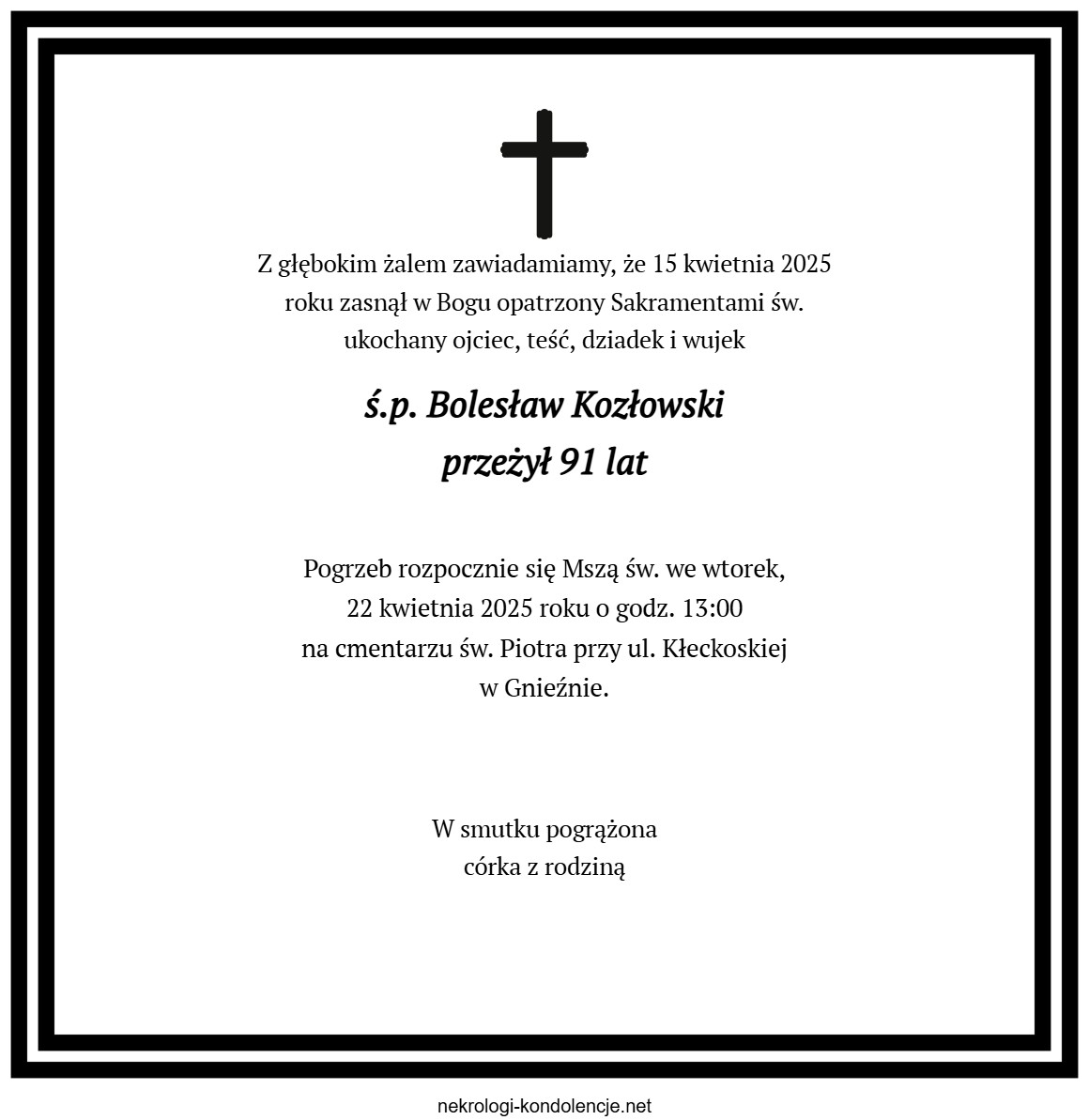 Nekrolog - Bolesław Kozłowski Nekrolog - Bolesław Kozłowski
