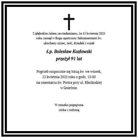 Nekrolog Bolesław Kozłowski