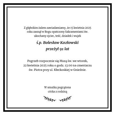 Nekrolog Bolesław Kozłowski