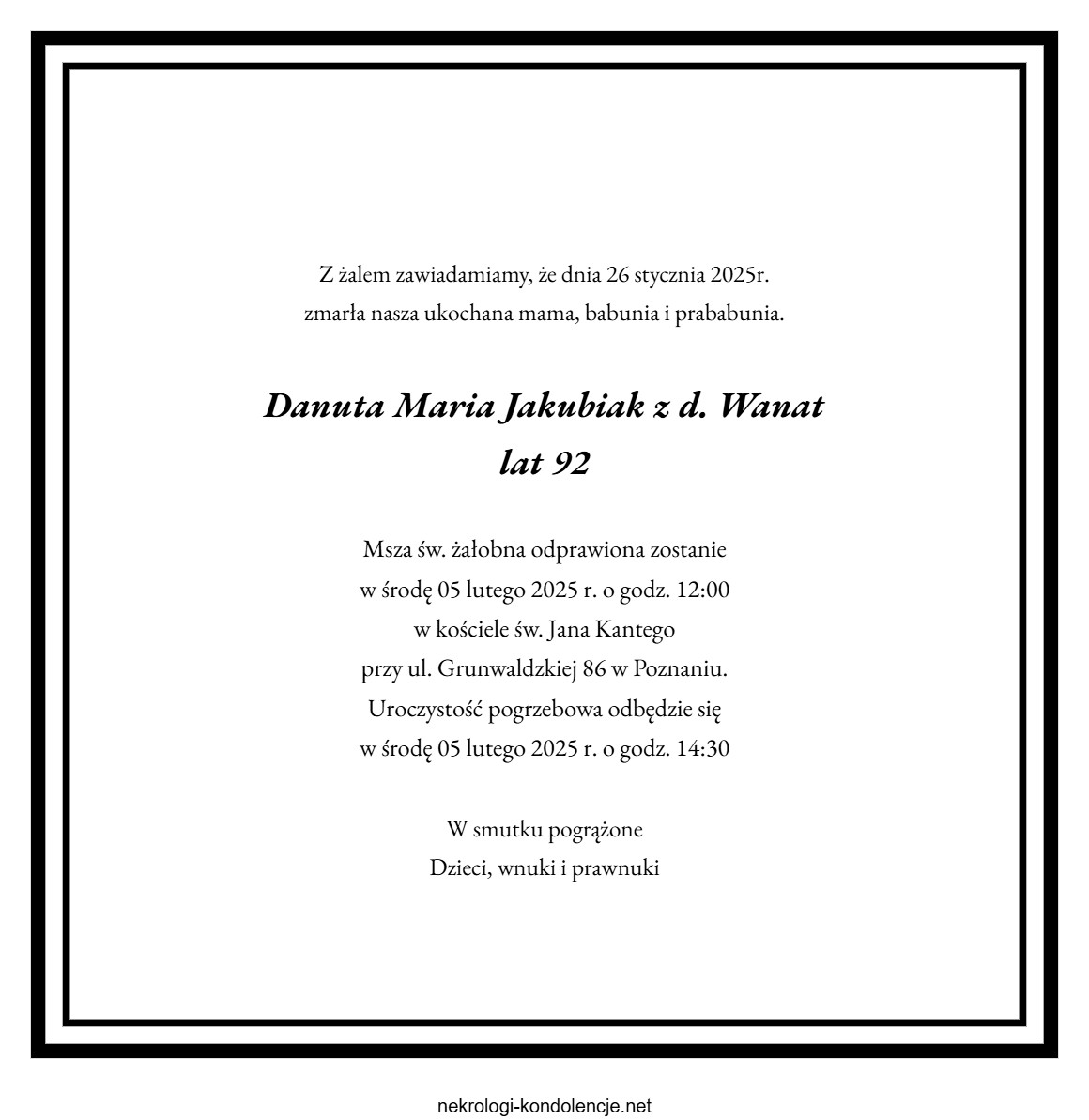 Nekrolog - Danuta Maria Jakubiak Nekrolog - Danuta Maria Jakubiak