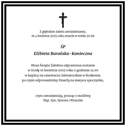 Nekrolog - Elżbieta Barańska-Konieczna