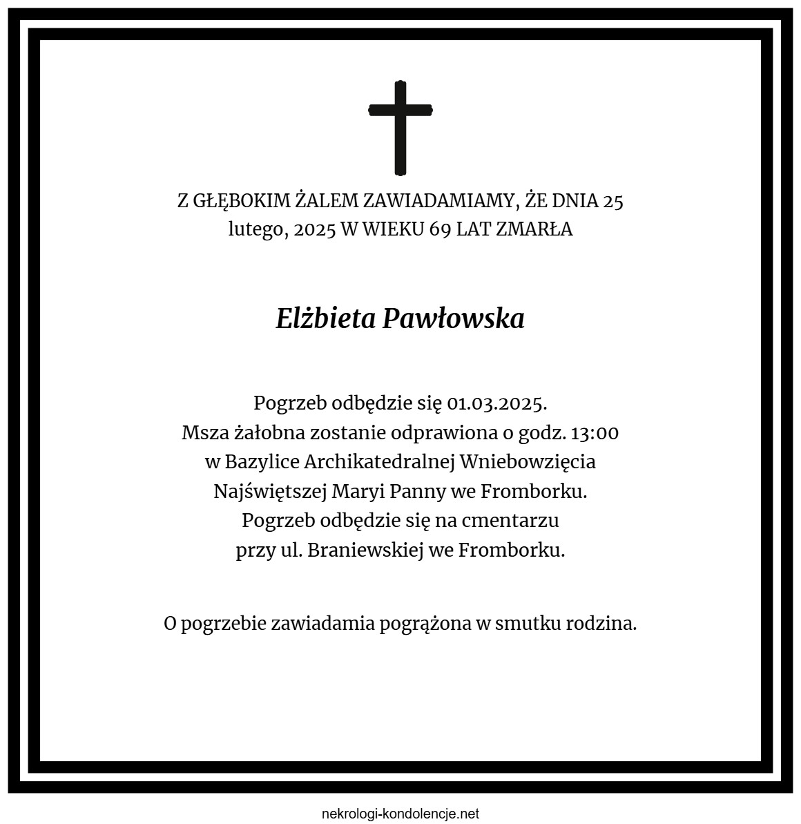 Nekrolog - Elżbieta Pawłowska Nekrolog - Elżbieta Pawłowska