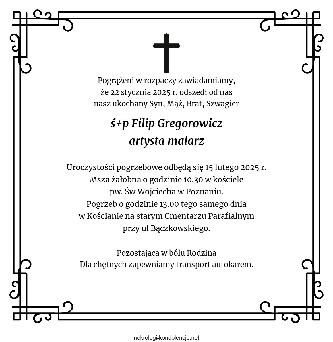 Nekrolog - Filip Gregorowicz Nekrolog - Filip Gregorowicz