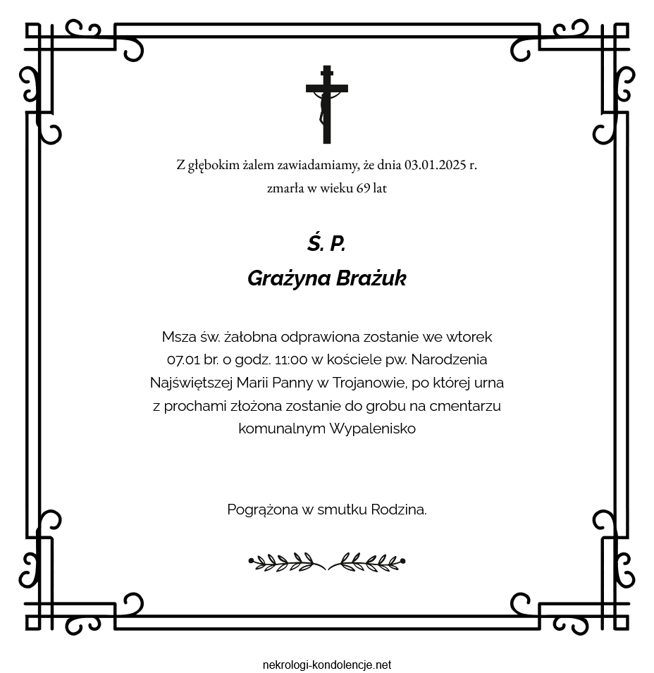 Nekrolog - Grażyna Brażuk Nekrolog - Grażyna Brażuk