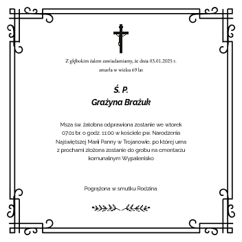 Nekrolog - Grażyna Brażuk
