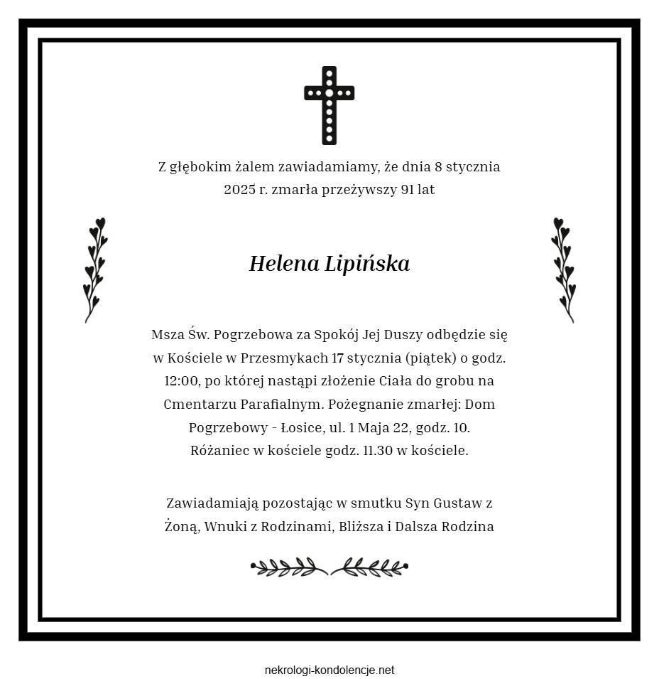 Nekrolog - Helena Lipińska Nekrolog - Helena Lipińska