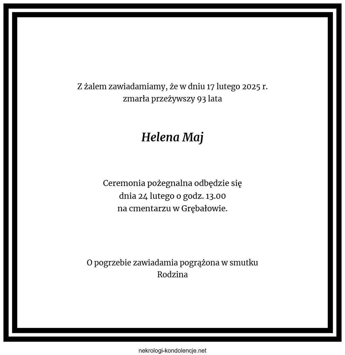Nekrolog - Helena Maj Nekrolog - Helena Maj
