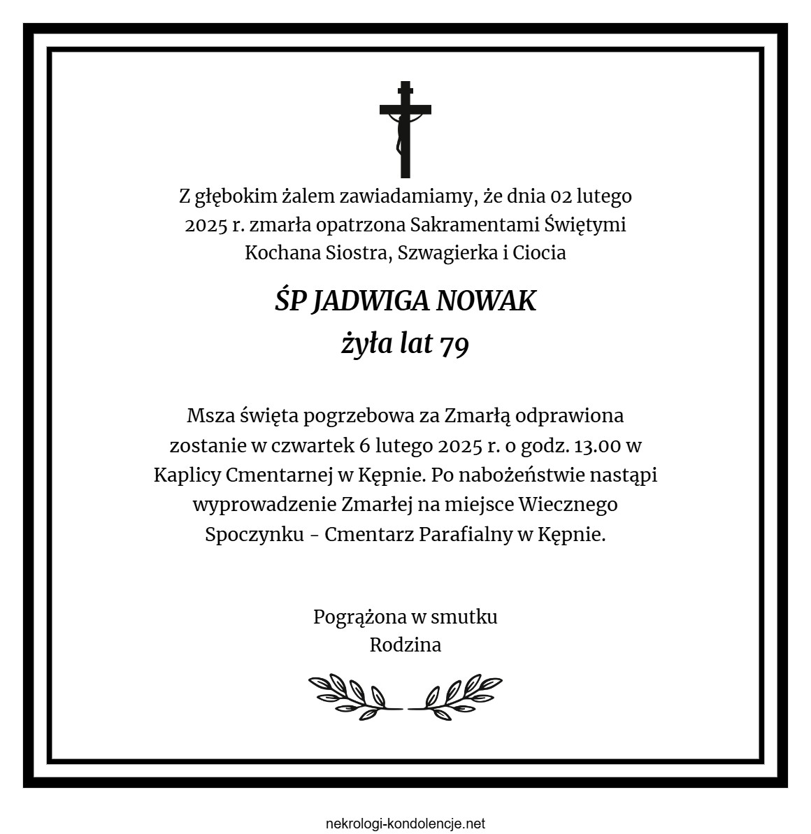 Nekrolog - Jadwiga Nowak Nekrolog - Jadwiga Nowak