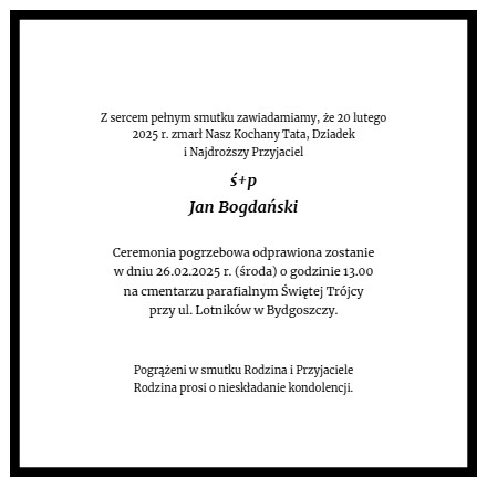 Nekrolog - Jan Bogdański