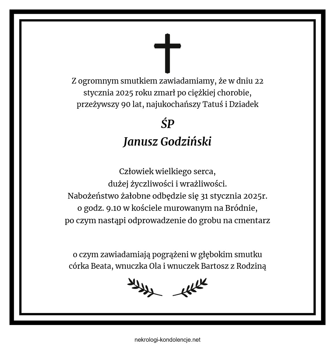 Nekrolog - Janusz Godziński Nekrolog - Janusz Godziński