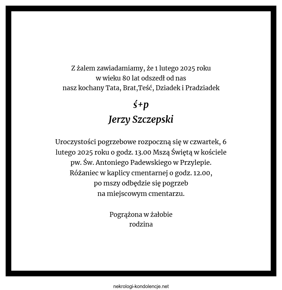 Nekrolog - Jerzy Szczepski Nekrolog - Jerzy Szczepski