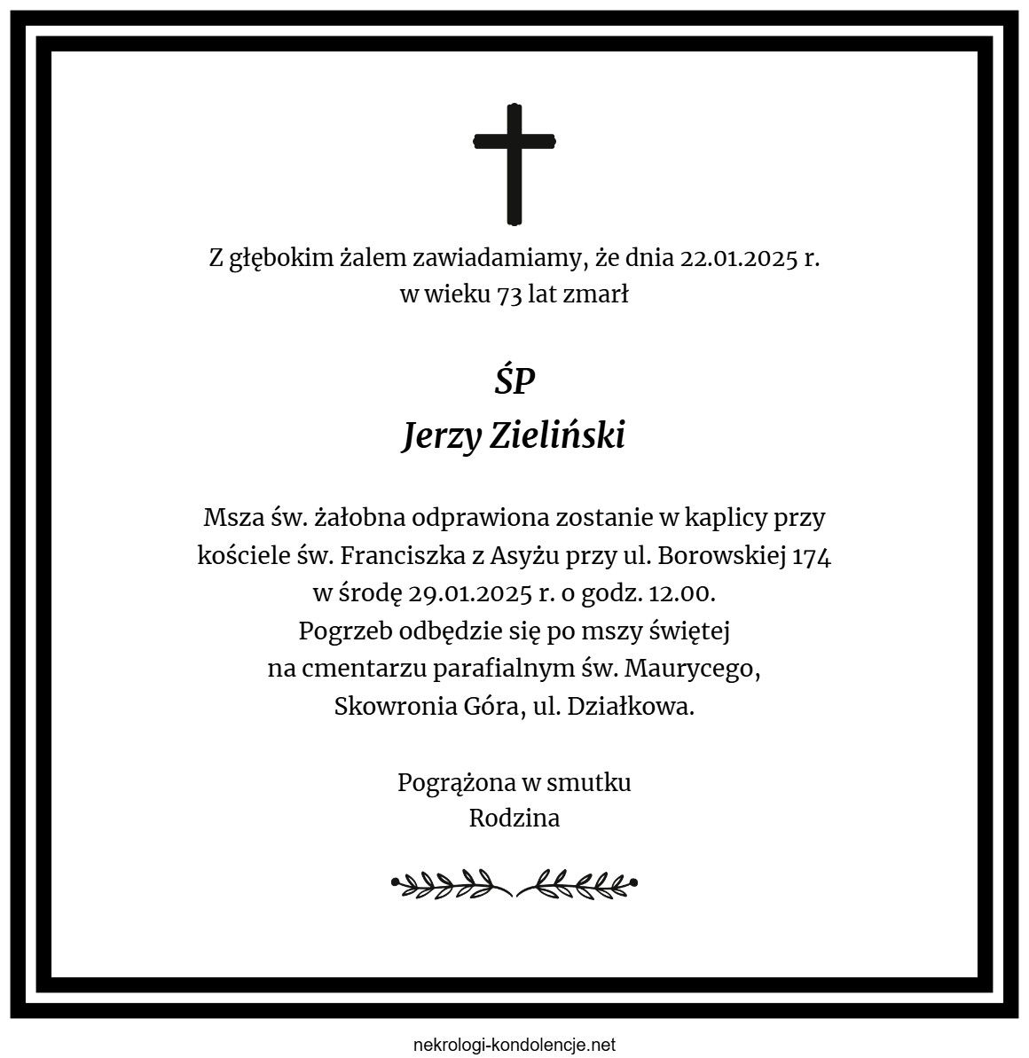 Nekrolog - Jerzy Zieliński Nekrolog - Jerzy Zieliński