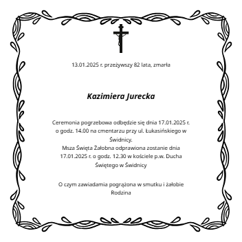 Nekrolog - Kazimiera Jurecka